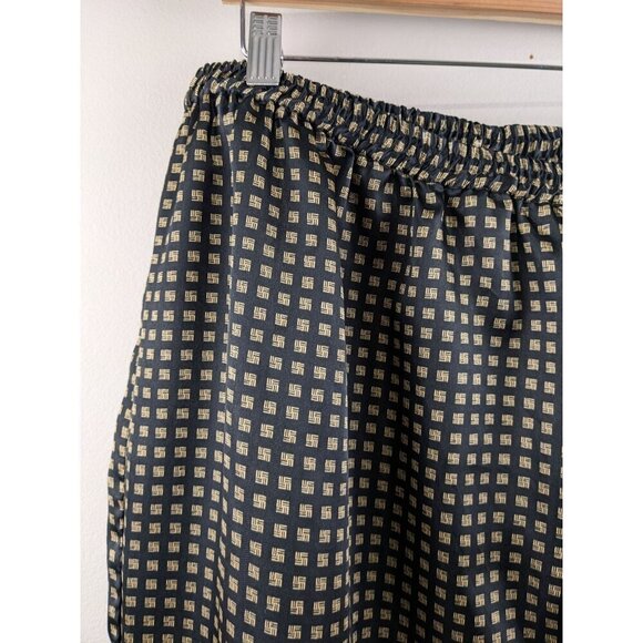 Robert Louis XXL Silk Blend Black & Gold Geometric Pattern Elastic Waist Pants - Picture 5 of 6